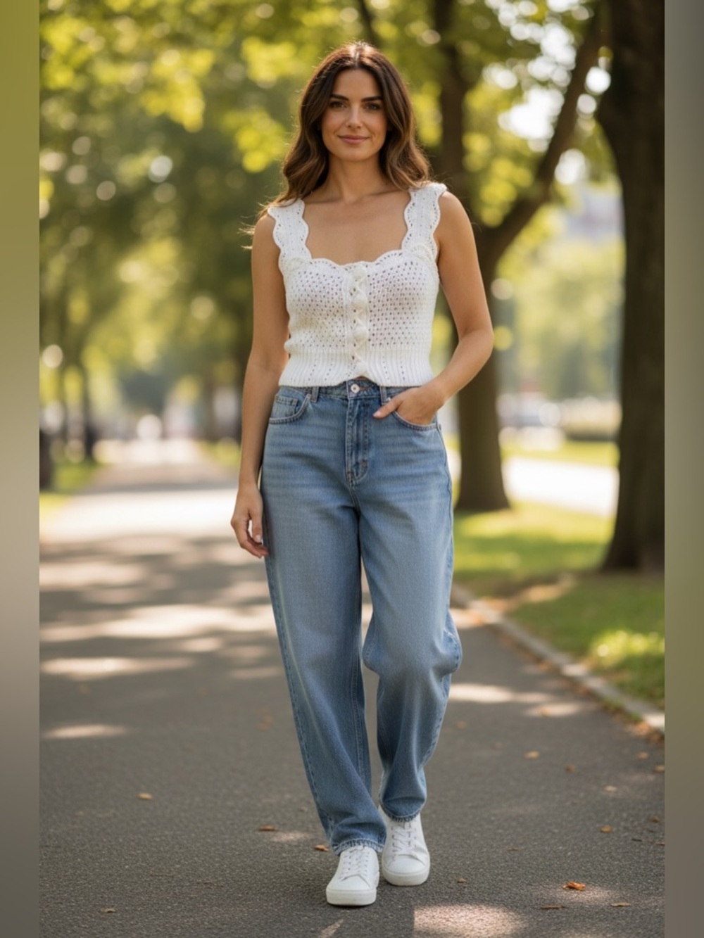 English Factory Cream Crochet Button-Front Tank Top NWT XS A65
